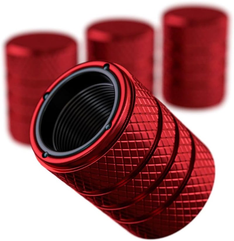 PC Autoworks Aluminum Tire Valve Stem Caps – Anti-Rust, Premium Anodized Aluminum, Corrosion-Resistant, Easy Install, Universal Fit for Car, Truck, Bike, SUV – 1 Pack/Set of 4 (Ruby RED) - Image 1
